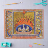 中世の推定、赤い炎のフェニックス、ライフツリー 薄葉紙 (クラフト)