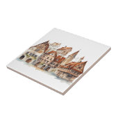 中世の旧市街の水彩 タイル (側面)