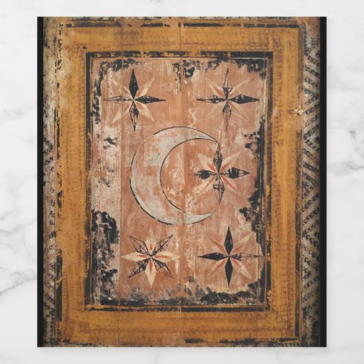 中世の木絵画材のヴィンテージ古いダークゴシック ワインラベル (シングルラベル)