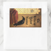 中世の本の上のゴシック風のレイヴンEx Librisテンプレート 長方形シール (バッグ)