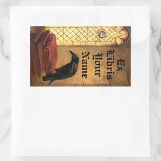 中世の本の上のゴシック風のレイヴンEx Librisテンプレート 長方形シール (バッグ)