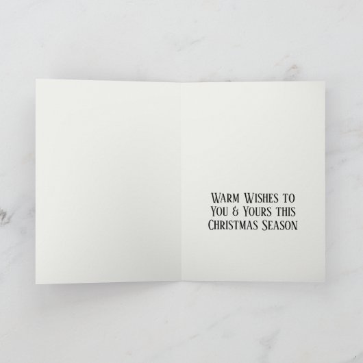 中世の村の冬のシーンメリークリスマス カード (内部)