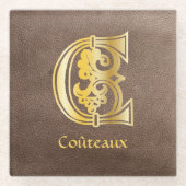 中世の植物装飾首都C ガラスコースター (正面)