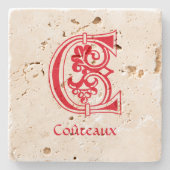 中世の植物装飾首都C ストーンコースター (正面)