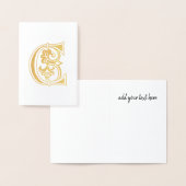 中世の植物装飾首都C 箔カード (ディスプレー)