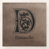 中世の植物装飾首都D ガラスコースター (正面)