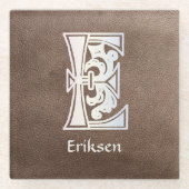 中世の植物装飾首都E ガラスコースター (正面)