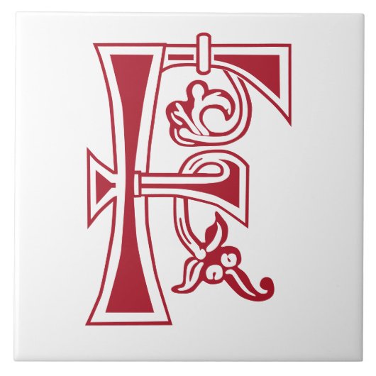 中世の植物装飾首都F タイル (正面)