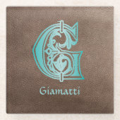 中世の植物装飾首都G ガラスコースター (正面)