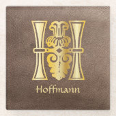 中世の植物装飾首都H ガラスコースター (正面)