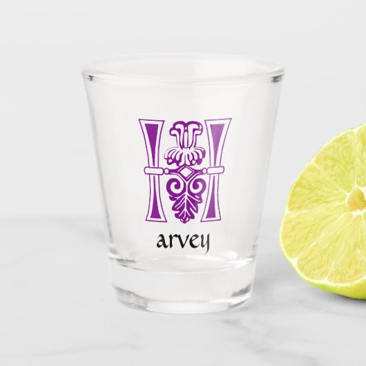 中世の植物装飾首都H ショットグラス (正面)