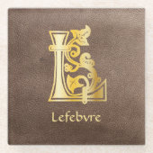 中世の植物装飾首都L ガラスコースター (正面)