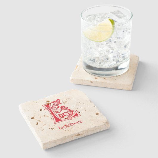 中世の植物装飾首都L ストーンコースター (横)