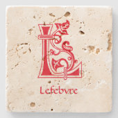 中世の植物装飾首都L ストーンコースター (正面)