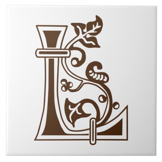 中世の植物装飾首都L タイル (正面)