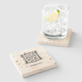 中世の植物装飾首都M ストーンコースター