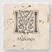 中世の植物装飾首都M ストーンコースター (正面)