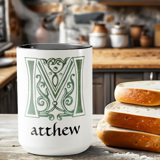 中世の植物装飾首都M マグカップ