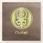 中世の植物装飾首都O ガラスコースター (正面)