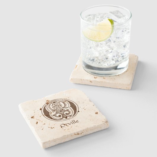 中世の植物装飾首都O ストーンコースター (横)