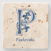 中世の植物装飾首都P ストーンコースター (正面)