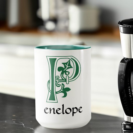 中世の植物装飾首都P マグカップ