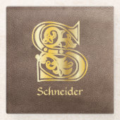 中世の植物装飾首都S ガラスコースター (正面)