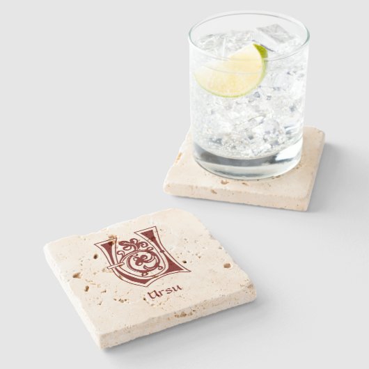 中世の植物装飾首都U ストーンコースター (横)