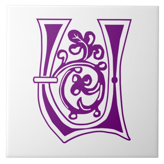 中世の植物装飾首都U タイル (正面)