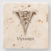 中世の植物装飾首都V ストーンコースター (正面)