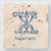 中世の植物装飾首都X ストーンコースター (正面)