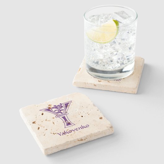 中世の植物装飾首都Y ストーンコースター (横)