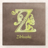 中世の植物装飾首都Z ガラスコースター (正面)