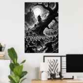 中世の武士たちが下に立つ壮大な戦闘シーン ポスター (ホームオフィス)