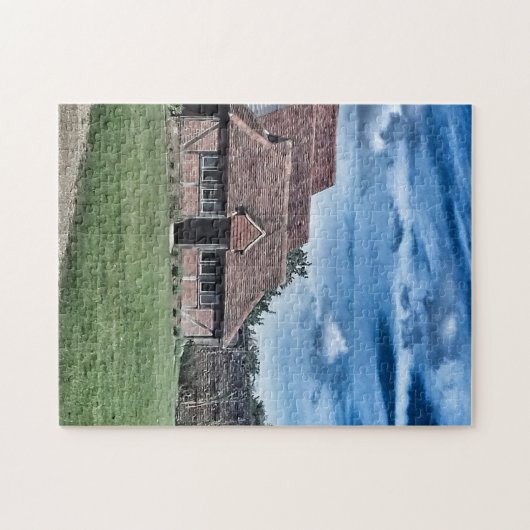 中世の歴史あるイギリスの納屋の風景 ジグソーパズル (横)