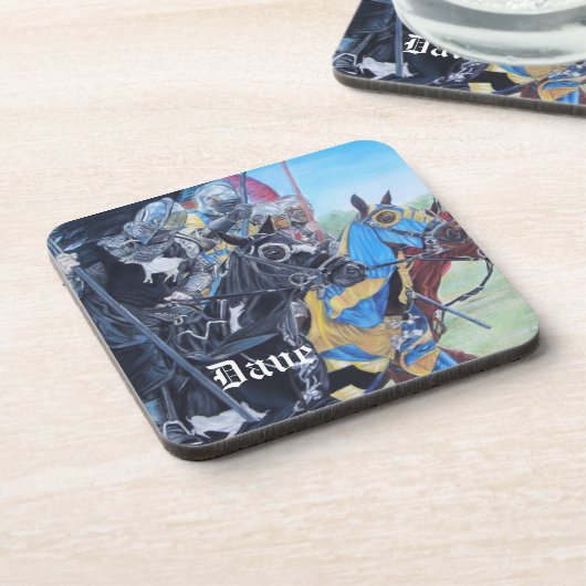 中世の歴史ある騎士が馬に乗り込む コースター (左側)