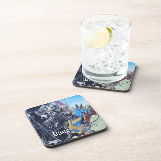 中世の歴史ある騎士が馬に乗り込む コースター (右側)