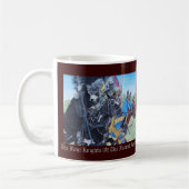 中世の歴史ある騎士が馬に乗り込む コーヒーマグカップ (左)