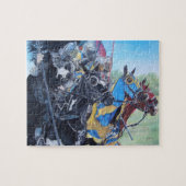 中世の歴史ある騎士が馬に乗り込む ジグソーパズル (横)