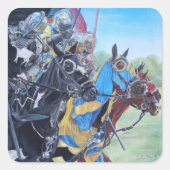 中世の歴史ある騎士が馬に乗り込む スクエアシール (正面)