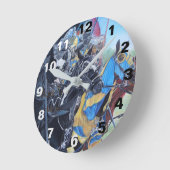 中世の歴史ある騎士が馬に乗り込む ラウンド壁時計 (傾斜)