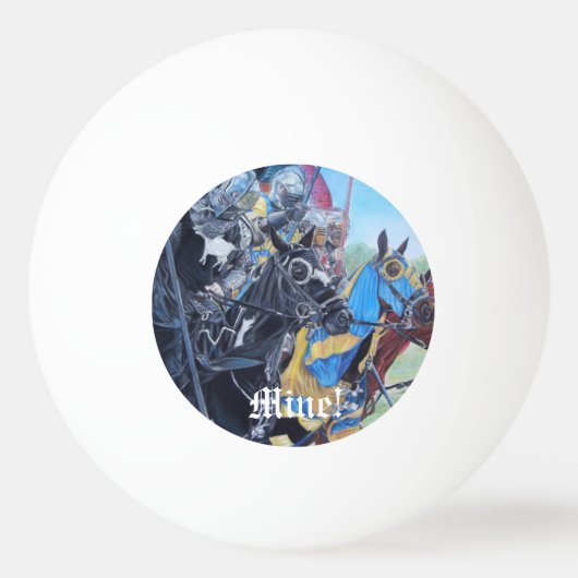 中世の歴史ある騎士が馬に乗り込む 卓球ボール (正面)