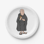 中世の法衣に十字架を持つ僧 ペーパープレート (正面)