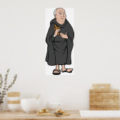 中世の法衣に十字架を持つ僧 ポスター (キッチン)