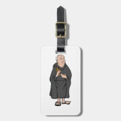 中世の法衣に十字架を持つ僧 ラゲッジタグ (正面縦)