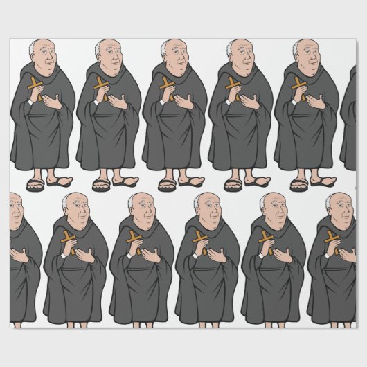 中世の法衣に十字架を持つ僧 ラッピングペーパー (フラット)