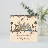 中世の流行音楽うさぎと犬の赤ちゃんシャワー 招待状 (スタンド正面)