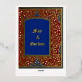 中世の照明スタイルフローラフレ結婚ーム 箔招待状 (裏面)