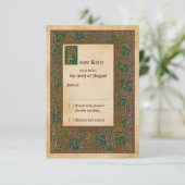中世の照明付き原稿ウェディングRSVP返信 出欠カード (スタンド正面)