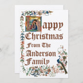 中世の照明付き原稿クリスマス出生 シーズンカード (正面/裏面)